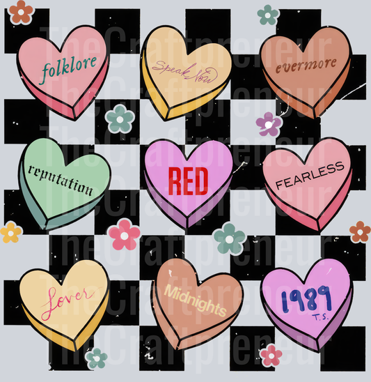 TS Candy Heart Checkerboard Retro DTF Transfer