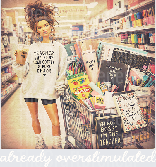 School_Teacher_Overstimulated_Shopping_Retail Therapy_Fueled By Iced Coffee_Notebooks_Lesson Plans_TJ Maxx_Marshalls_Homegoods_Supplies_School Supplies_Brunette_White