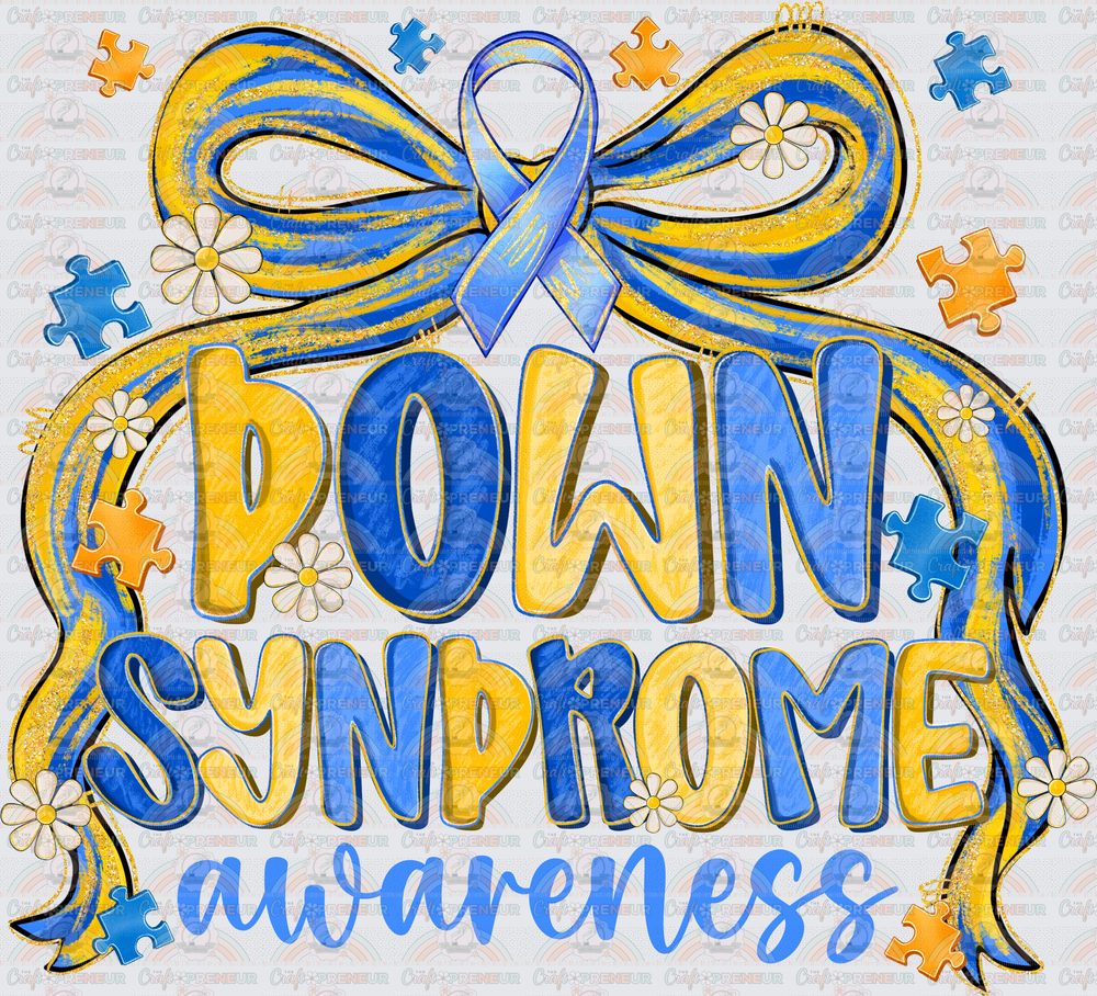 002_Causes_Down Syndrome_Awareness_Blue and Yellow_March Causes_Chromosomes_Coquette Bow