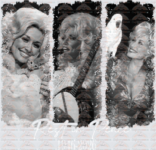 Music_Country Music_Dolly Parton_Black and White_Vintage_Canvas_RIP_White