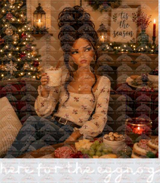 XMAS_Ratchet Barbie_Eggnog_Here for the Eggnog_Holidays_Tis the Season_hot Cocoa_Sarcasm_Brunette_White