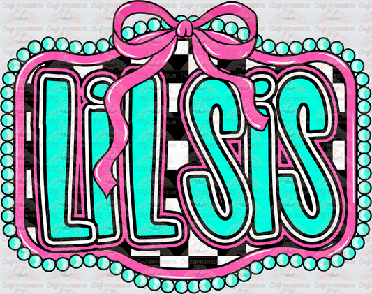 002_Family_Siblings_Sisters_Sister_Coquette Bow_Checkered_Lil Sis_Little Sister
