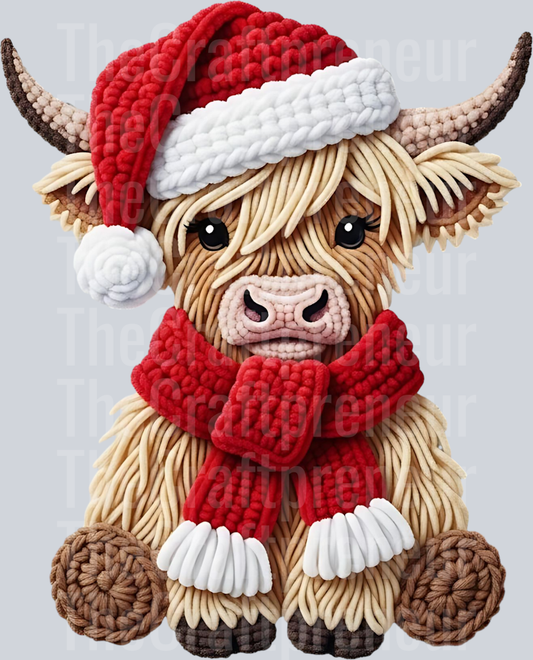 Highland Cow Faux Embroidery DTF Transfer