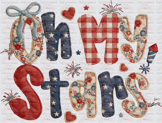 USA_4th of July_Grannycore_Oh My Stars_Vintage_Fabric_Quilted_Patchwork