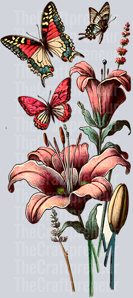 (Set!) Beautiful in His Time Floral Butterfly Faith DTF Transfer (Front)
