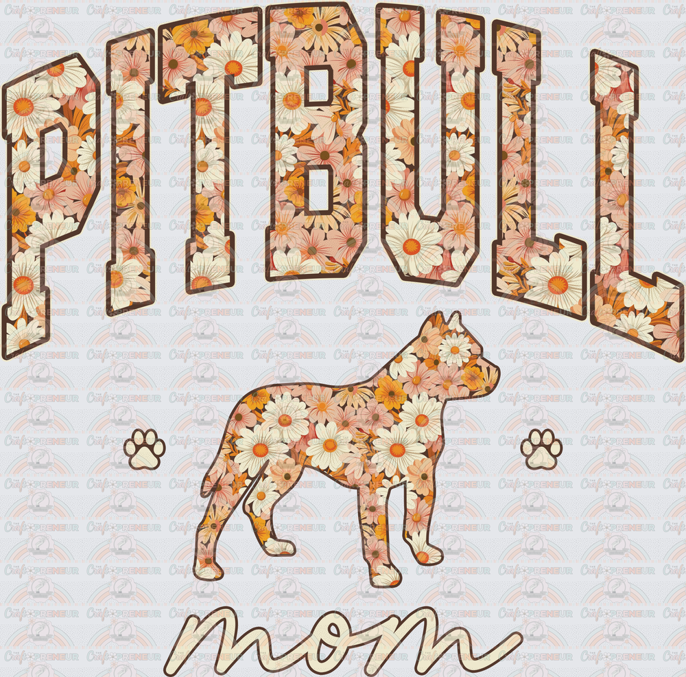 Dogs_Breeds_Pit Bull_Dog Mom_Pitbull Mom_Microflorals_Varsity_Silhouette