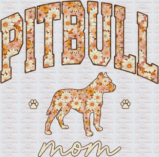 Dogs_Breeds_Pit Bull_Dog Mom_Pitbull Mom_Microflorals_Varsity_Silhouette