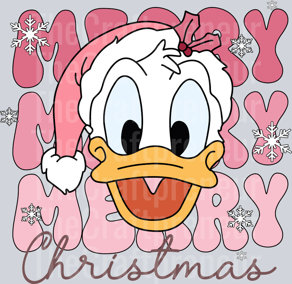 Mr. Duck Pink Christmas Groovy Stack DTF Transfer