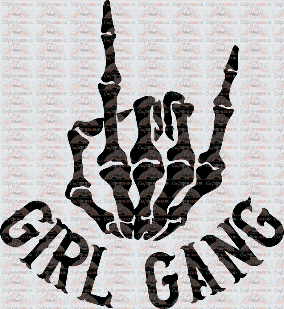 001_Mama_Girl Mom_I Run a Girl Gang_Matching Set_Skeleton_Wavy Text_Front_Pocket