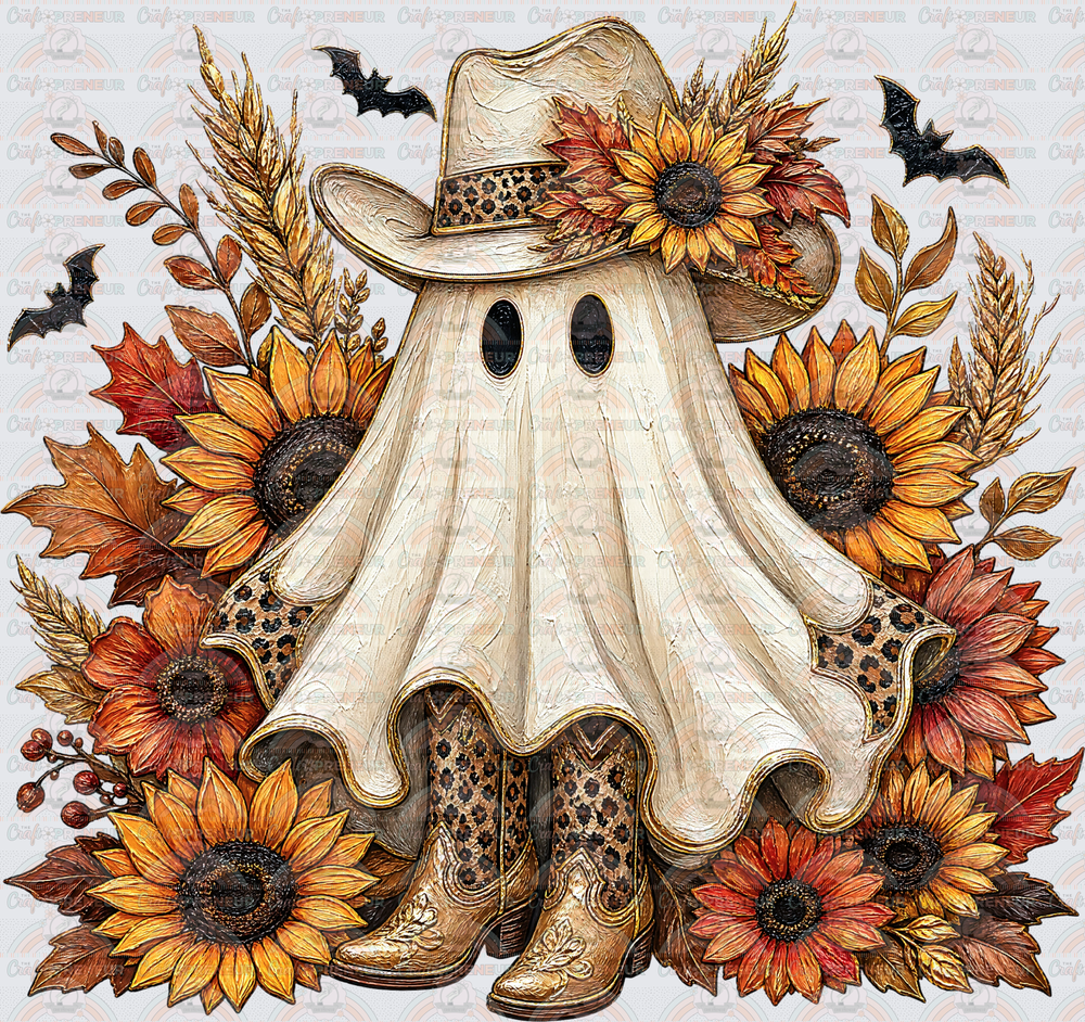 Fall_Western_Ghost_Cowboy Boots_Cowboy Hat_Sunflowers_Boho_Leaves