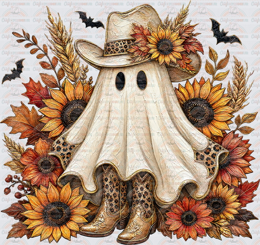 Fall_Western_Ghost_Cowboy Boots_Cowboy Hat_Sunflowers_Boho_Leaves