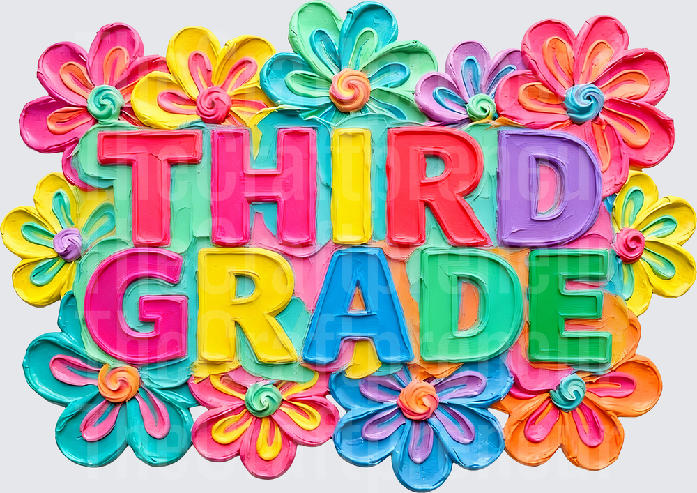 002_School_Teacher_B2S_Grades_Faux Paint Neon_Florals_Third Grade