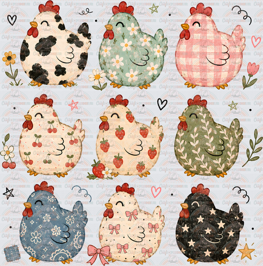 Animals_Farm Animals_Chickens_Grid_Cottage Core_Country Stype_Patterns