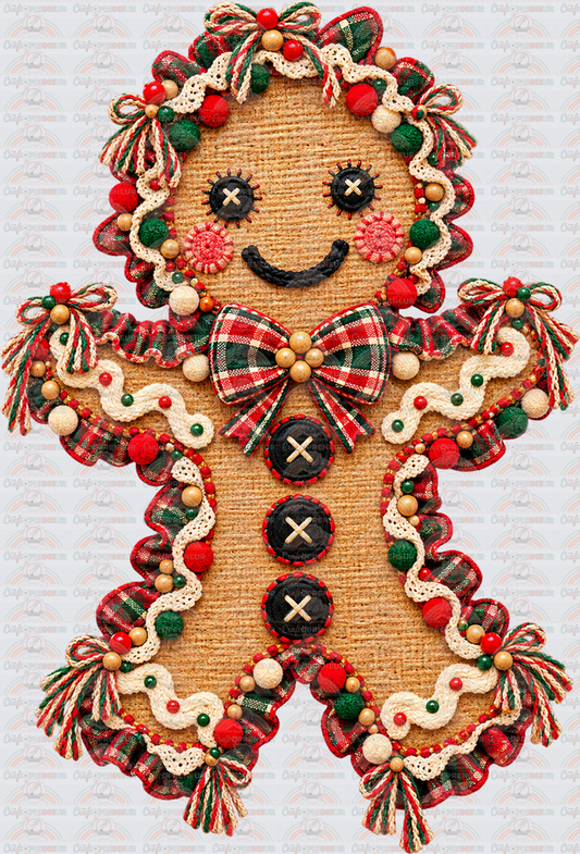 XMAS_Gingerbread man_Faux Fabric_Burlap_Cute_Vintage_Baking_Christmas Cookies