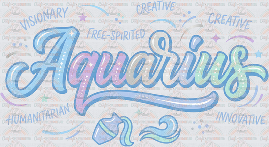 002_Zodiac_Astrology_Astrological Signs_Script_Typography_Watercolor_AQUARIUS