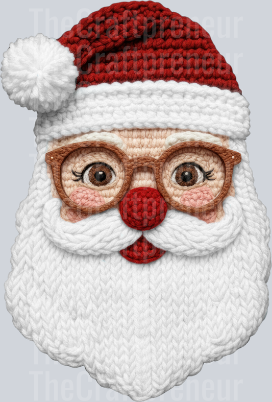 Santa Faux Embroidery Crochet DTF Transfer