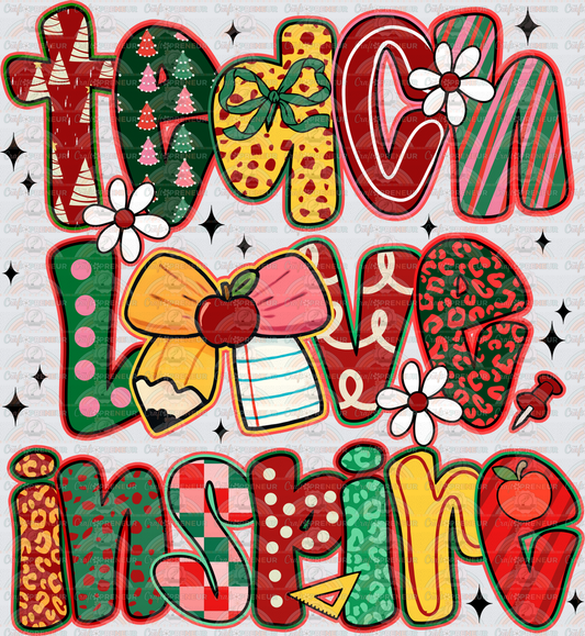XMAS_School_Jobs_Teacher_Teach Love Inspire_Patterns_Typography_Word Stack