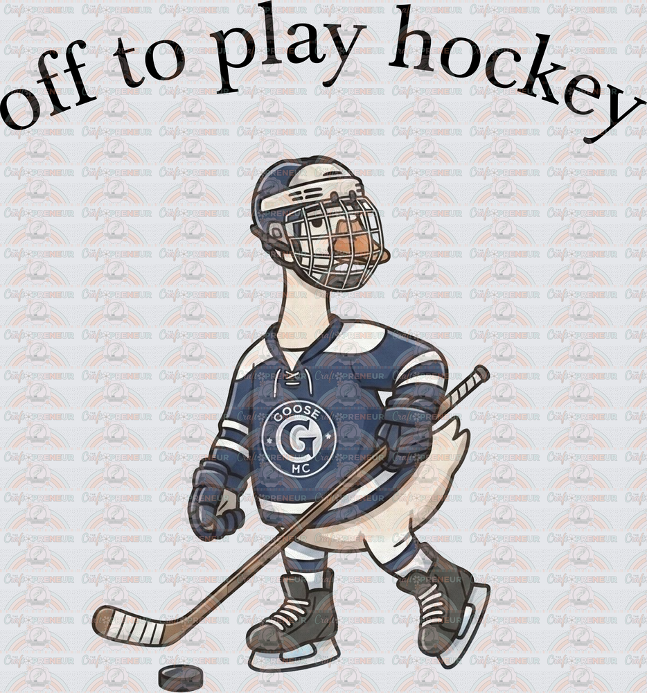 Sports_Hockey_Goose_Off to Play Hockey_Hockey Player_Goalie_Puck_Stick