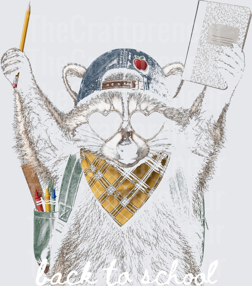 School_Back to School_B2S_Raccoon_Bandana_Hat_Halftone_Notebook_Text