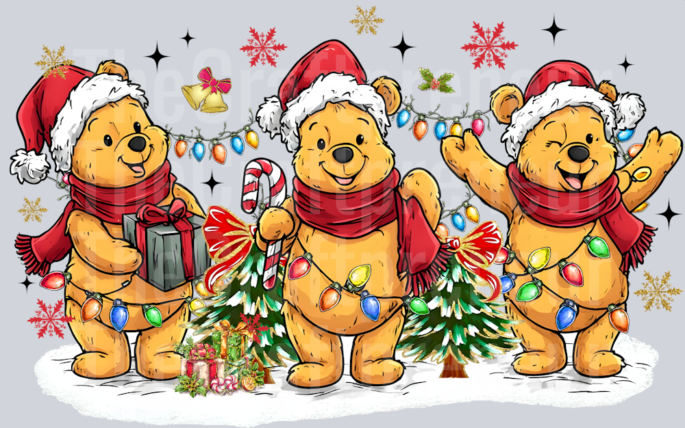 Bear with Lights Trio DTF Transfer