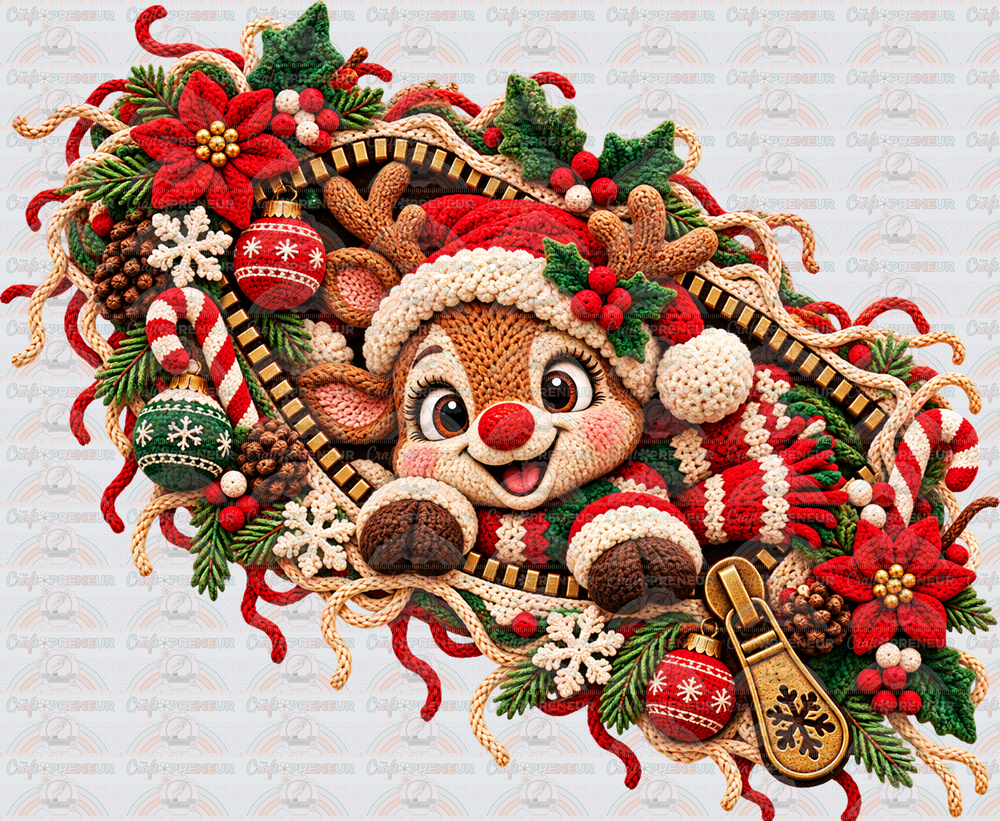 XMAS_Reindeer_Zipper_Faux Yarn_Ornaments_Skinny_Youth_Kids
