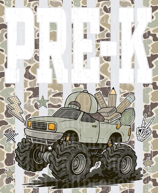002_School_Back to School_B2S_Monster Truck_Camo_Boys_Preppy Lines_Pre-K_Pre K