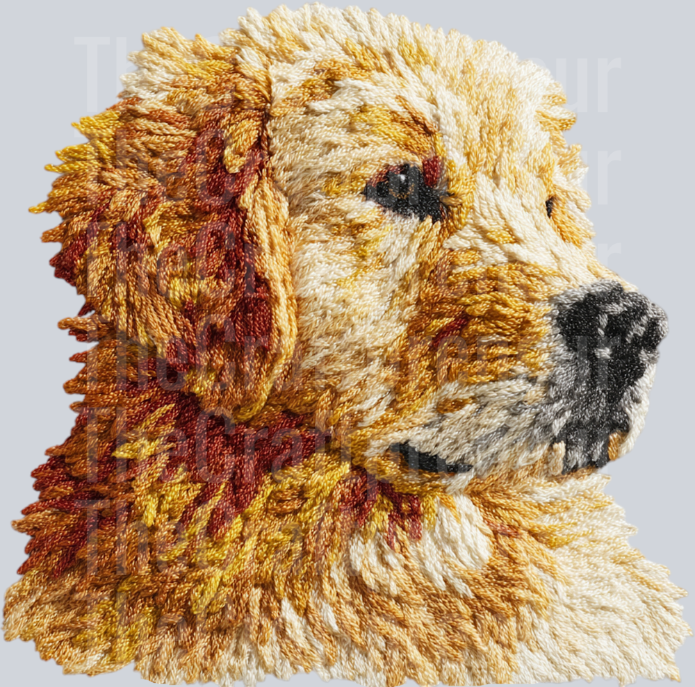 Golden Retriever Latch Hook Dog DTF Transfer