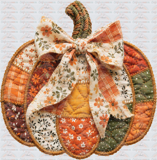Fall_Pumpkin_Autumn_Grannycore_Bow_Microfloral_Bow_Faux Crochet_Fabric