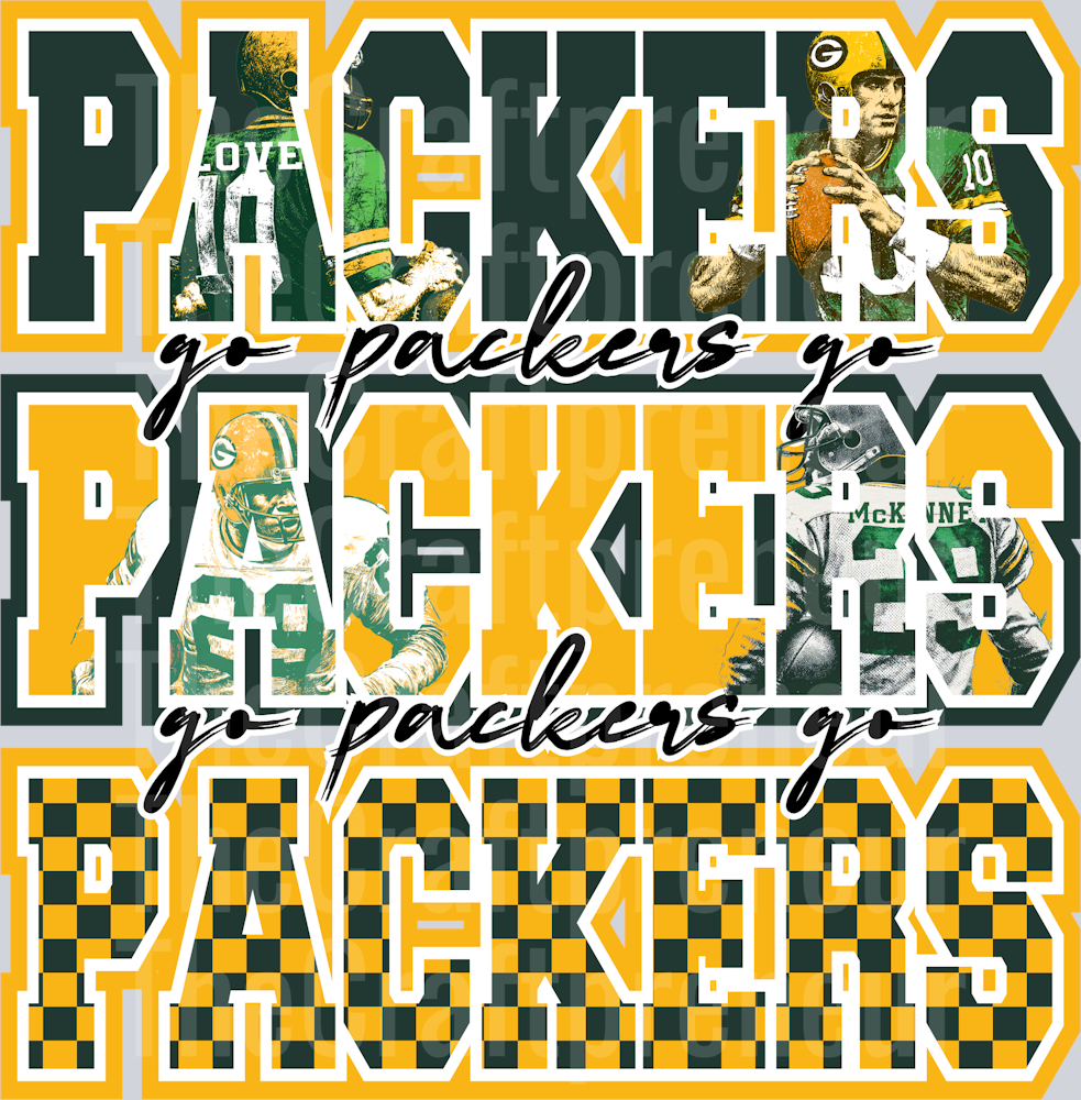 Green Bay Packers Varsity Team Stack DTF Transfer