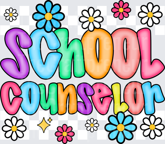 002_School_Teacher_B2S_Checkerboard_Retro_Typography_School Counselor_White
