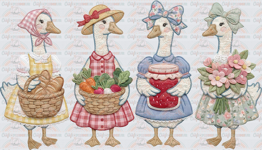 Farming_Farmers Market_Faux Embroidery_Goose_Skinny_Bread_Vegetables_Jam_Flowers