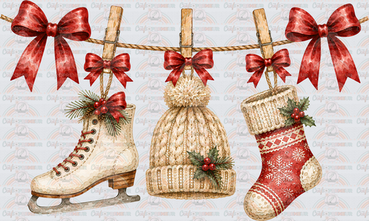 002_XMAS_Christmas_Clothes Line_Coquette Bow_Minimalist_Image Bundle_Red_Ice Skates_Beanie_Stocking