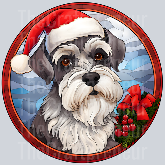 Schnauzer Christmas Stained Glass DTF Transfer