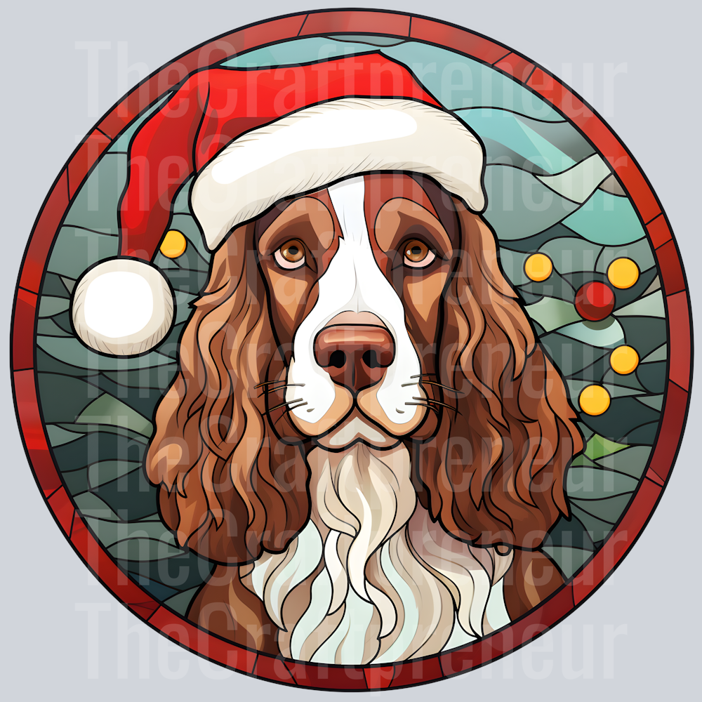 English Springer Spaniel Christmas Stained Glass DTF Transfer