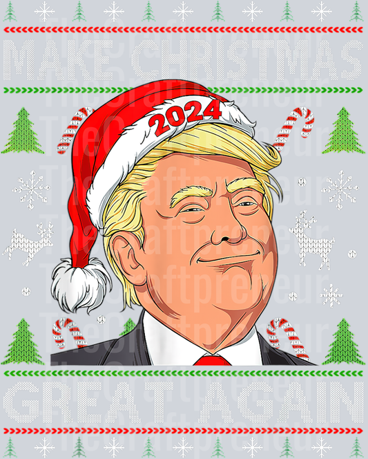 Trump Make Christmas Great Again Ugly Sweater DTF Transfer