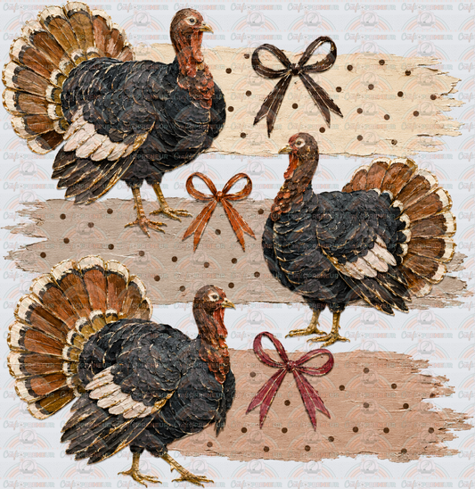 Holidays_Thanksgiving_Turkeys_Vintage_Preppy_Coquette Bows_Wild Turkeyi