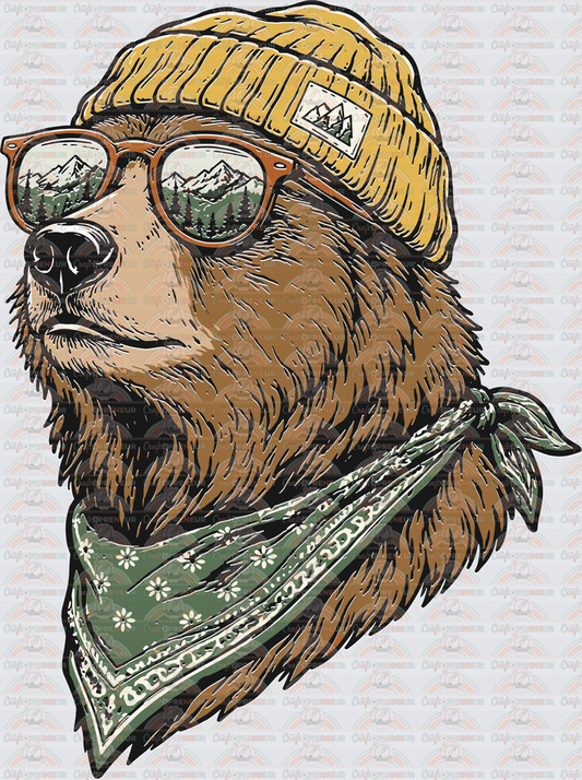 Animals_Bear_Nature_Hiking_Camping_Outdoors_Bandana_Cool Bear_Sunnies_Brown Bear_Beanie_Solid