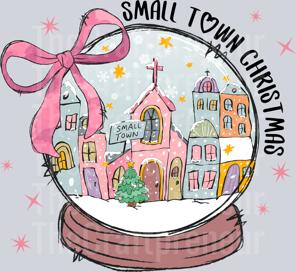 Small Town Christmas Snow Globe DTF Transfer