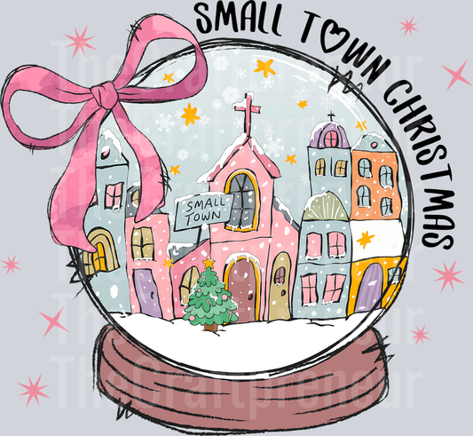 Small Town Christmas Snow Globe DTF Transfer
