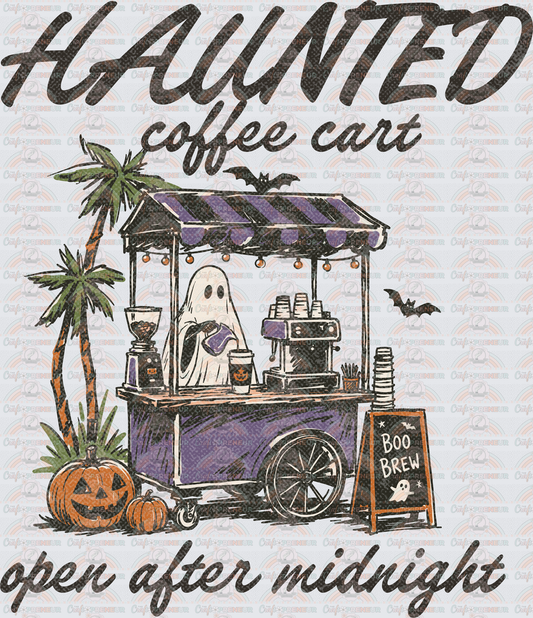 Halloween_Tropical_Coffee Cart_Haunted Coffee Cart_Open After Midnight_Vintage_Ghost_Black_Distressed