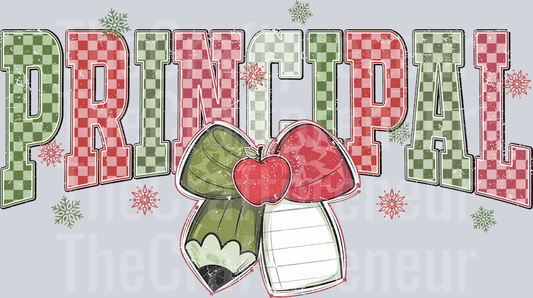 Principal Christmas Varsity Checkerboard DTF Transfer