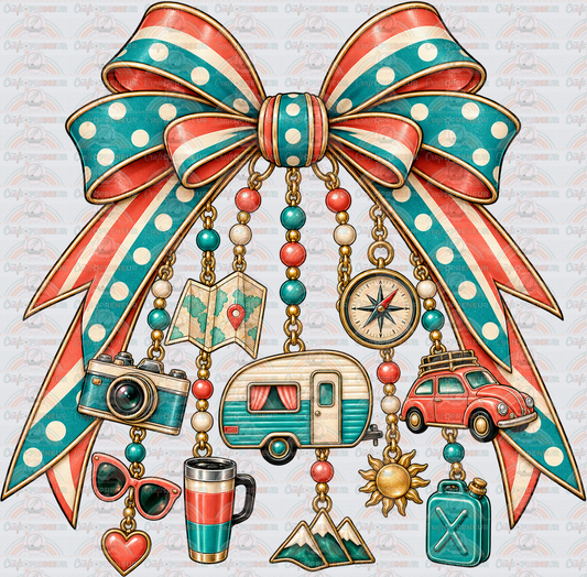 Hobbies_Camping_Outdoors_Glamping_Vintage Camper_Hiking_Nature_Coquette Bow_Charm Bow