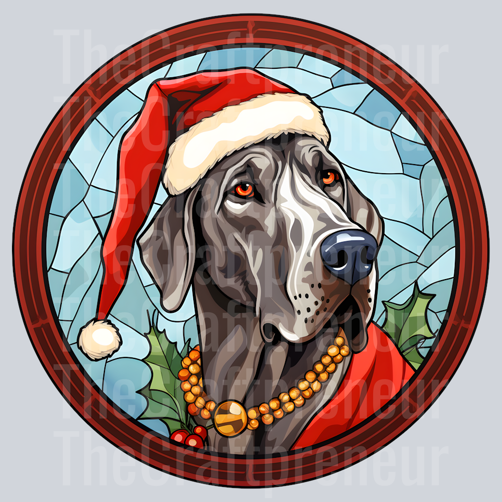 Great Dane Christmas Stained Glass DTF Transfer