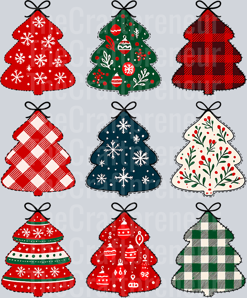 Christmas Trees Patterns DTF Transfer