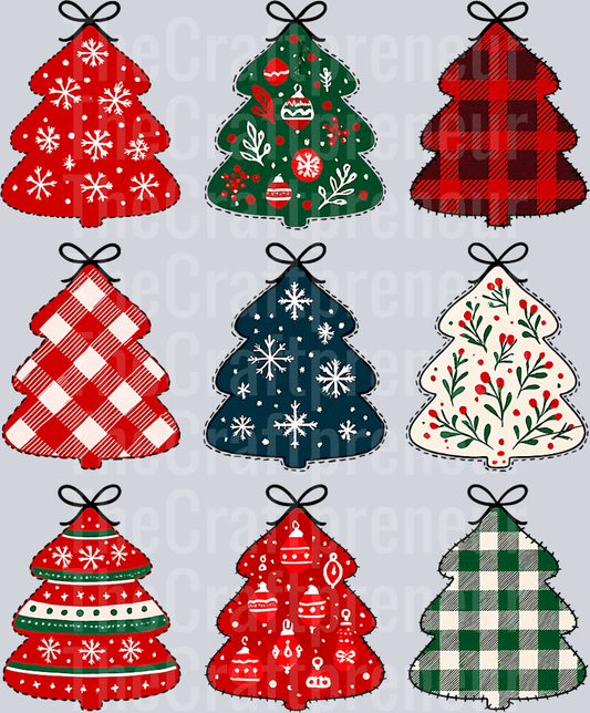 Christmas Trees Patterns DTF Transfer