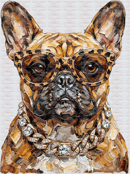 002_Glam_Dogs_Diamond Necklace_Turquoise_Faux Paint_Sunnies_Frenchie_French Bulldog
