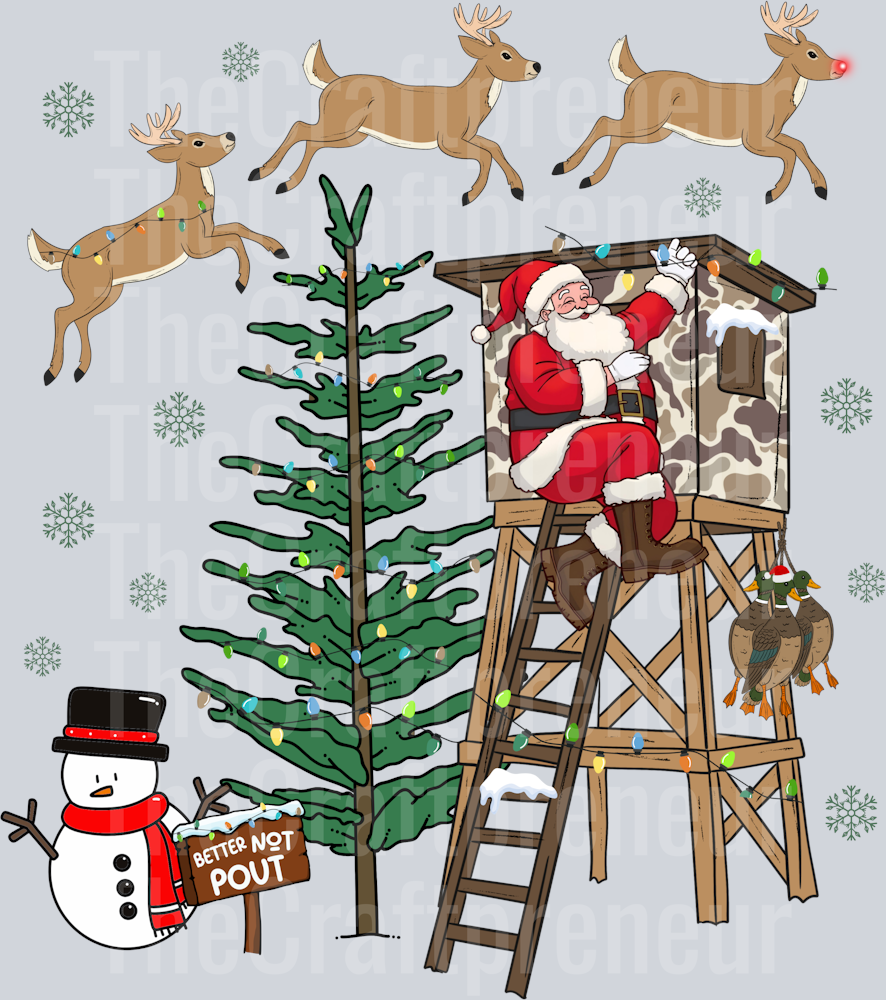 Santa Goes Hunting DTF Transfer
