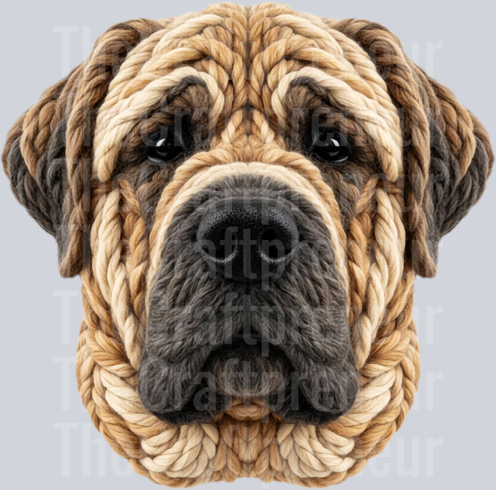 Yarn Mastiff Dog DTF Transfer