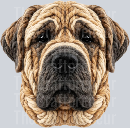 Yarn Mastiff Dog DTF Transfer