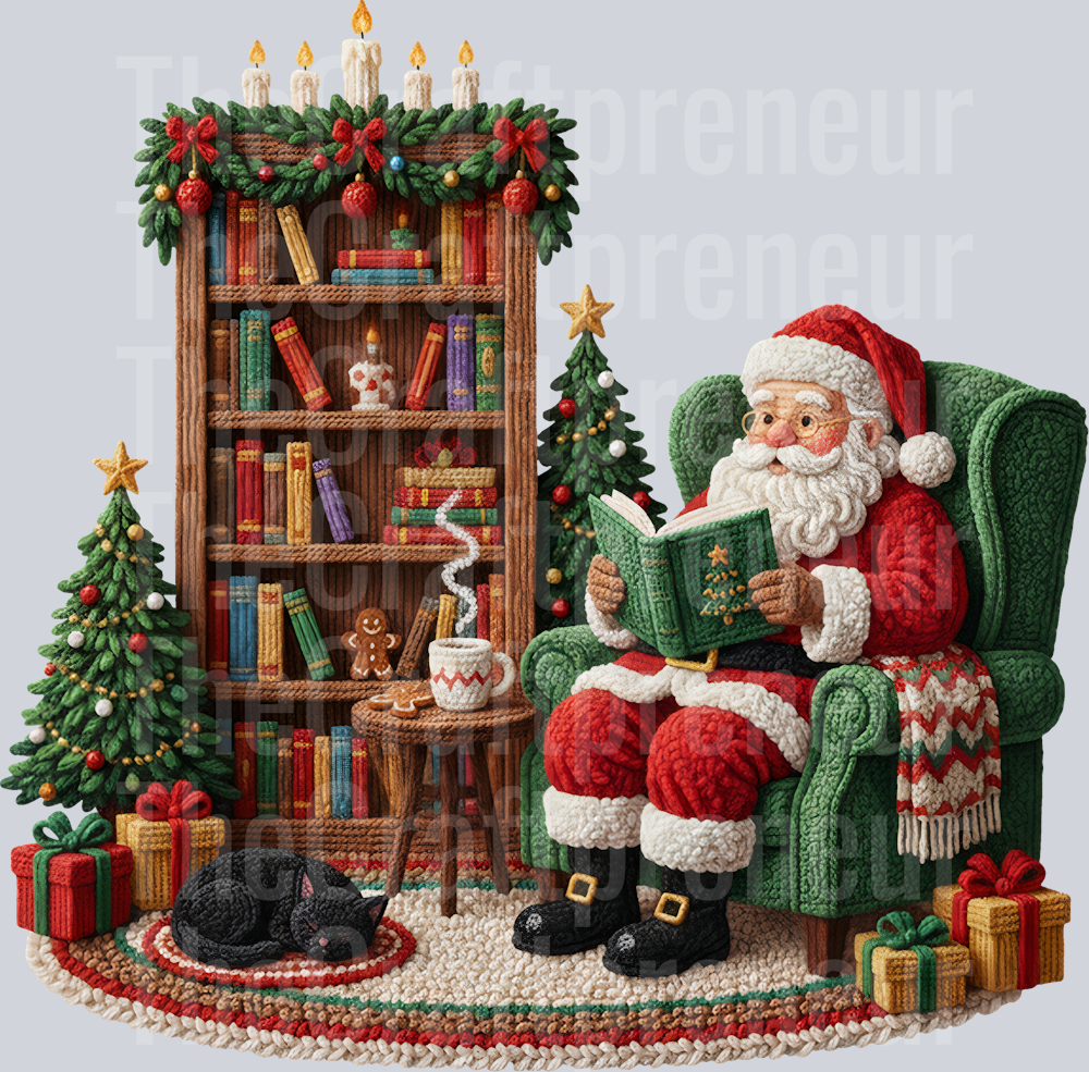 Santa Reading in the Living Room DTF Transfer